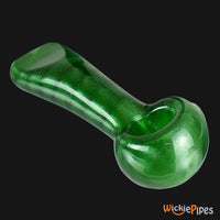 Thumbnail for Jellyfish Glass - Sparkly Green Flat Mouth 4.25-Inch Glass Spoon Pipe