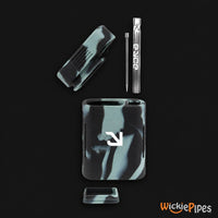 EYCE Solo 3.25-Inch Indestructible Silicone Dugout Smoking System Smoke Black disassembled open cap glass one-hitter with stainless steel poker and storage stash cover
