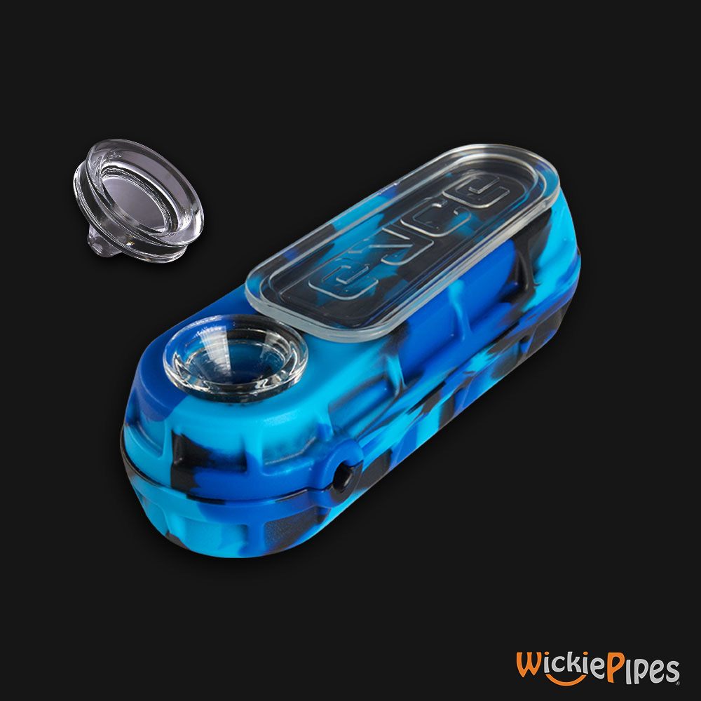 EYCE Glacier Spoon 4.75-Inch Indestructible Silicone Smoking Pipe Winter Blue Replacement Glass Bowl with pipe