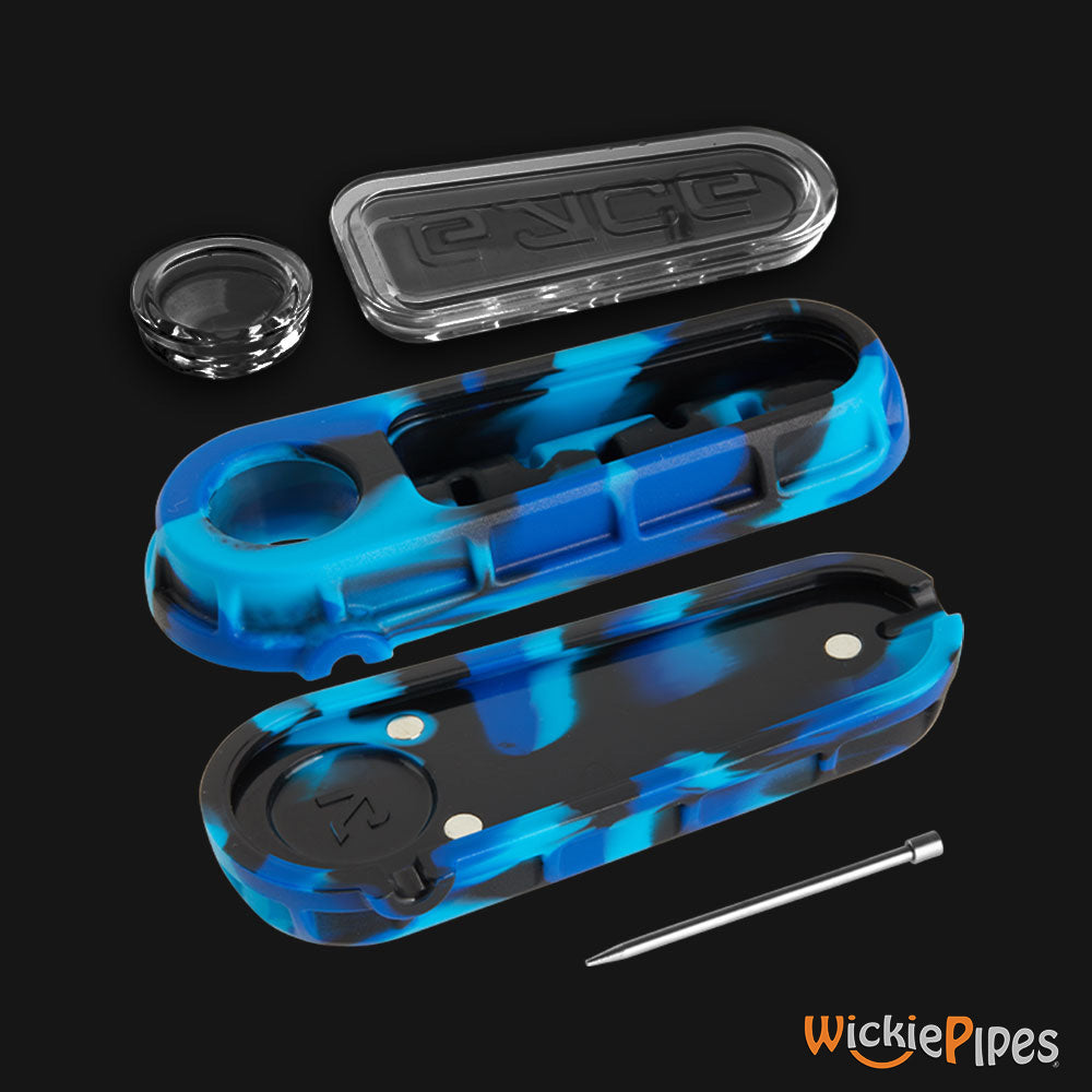 EYCE Glacier Spoon 4.75-Inch Indestructible Silicone Smoking Pipe Winter Blue disassembled