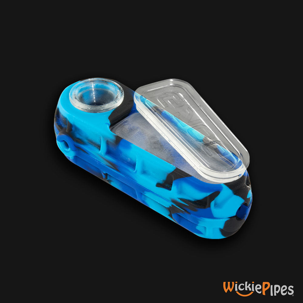 EYCE Glacier Spoon 4.75-Inch Indestructible Silicone Smoking Pipe Winter Blue ice with open chamber cover