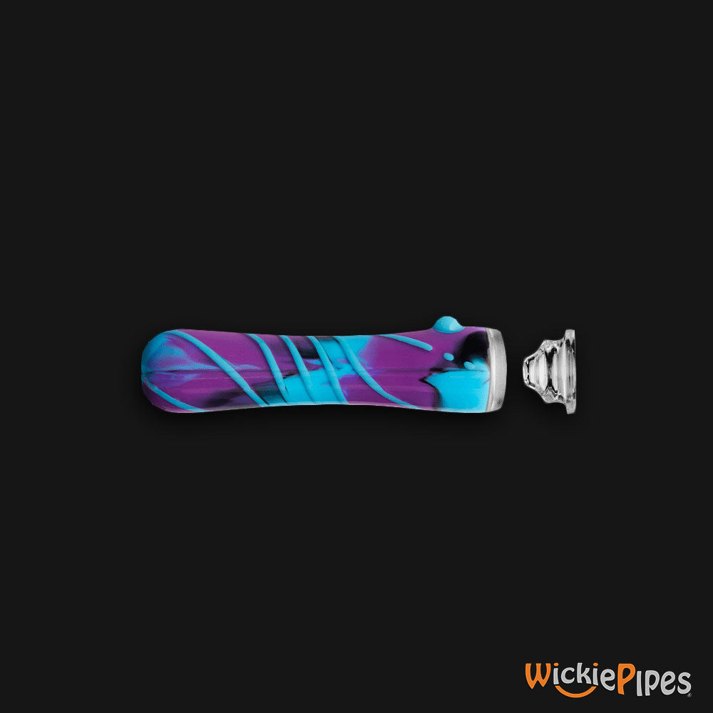 EYCE Oraflex Spiral Shorty 3.75-Inch Indestructible Silicone Chillum Smoking Pipe Replacement Glass Bowl Galaxy Blue with chillum