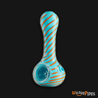Thumbnail for EYCE Oraflex Spiral Spoon 4.25-Inch Indestructible Silicone Smoking Pipe Blue Orange side carb