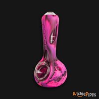 Thumbnail for EYCE ProTeck Alien Spoon 4.5-Inch Indestructible Glass Silicone Smoking Pipe Bangin Pink side carb