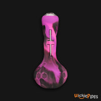 Thumbnail for EYCE ProTeck Alien Spoon 4.5-Inch Indestructible Glass Silicone Smoking Pipe Bangin Pink stainless steel poker on back