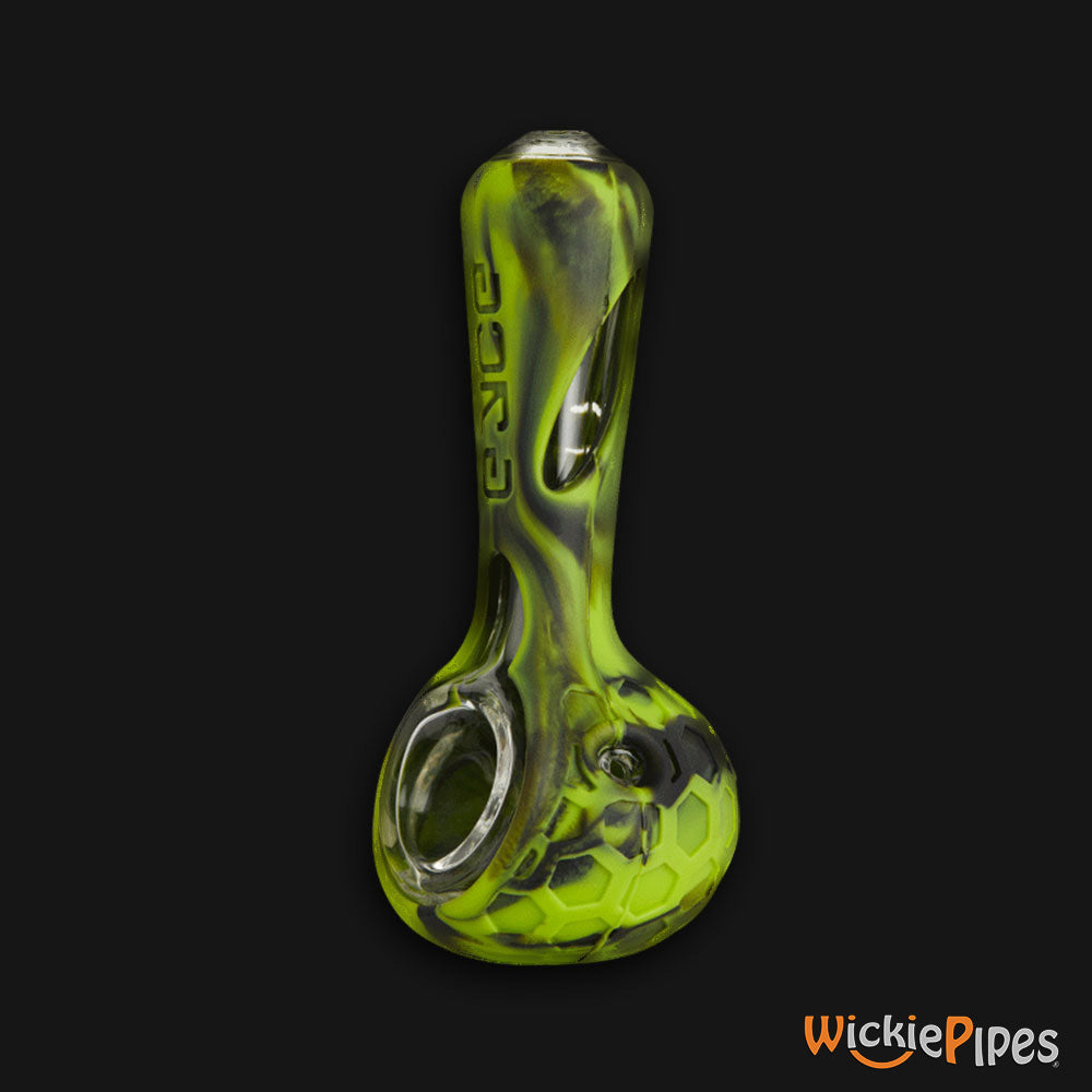 EYCE ProTeck Alien Spoon 4.5-Inch Indestructible Glass Silicone Smoking Pipe Creature Green side carb