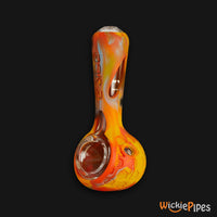Thumbnail for EYCE ProTeck Alien Spoon 4.5-Inch Indestructible Glass Silicone Smoking Pipe Desert Orange side carb