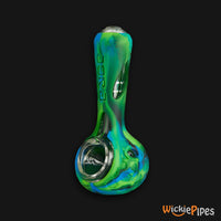Thumbnail for EYCE ProTeck Alien Spoon 4.5-Inch Indestructible Glass Silicone Smoking Pipe Planet Blue side carb