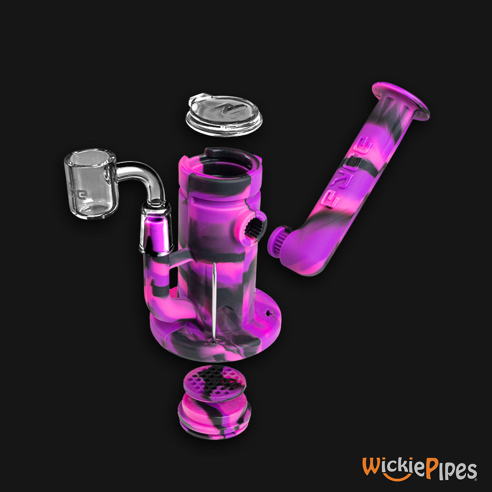 EYCE Sidecar Dab Rig 6-Inch Indestructible Silicone Smoking Water Pipe Bangin Pink 14mm female banger disassembled with honeycomb percolator stainless steel poker and adjustable mouthpiece
