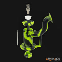 Thumbnail for EYCE Sidecar Dab Rig 6-Inch Indestructible Silicone Smoking Water Pipe Creature Green 10mm titanium nail disassembled with glass collar metal poker percolator and herb storage