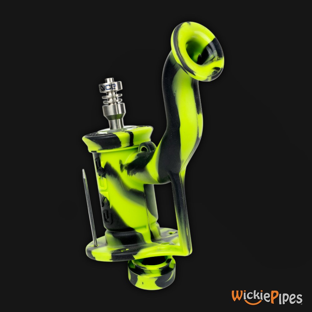 EYCE Sidecar Dab Rig 6-Inch Indestructible Silicone Smoking Water Pipe Creature Green mouthpiece and herb storage chamber