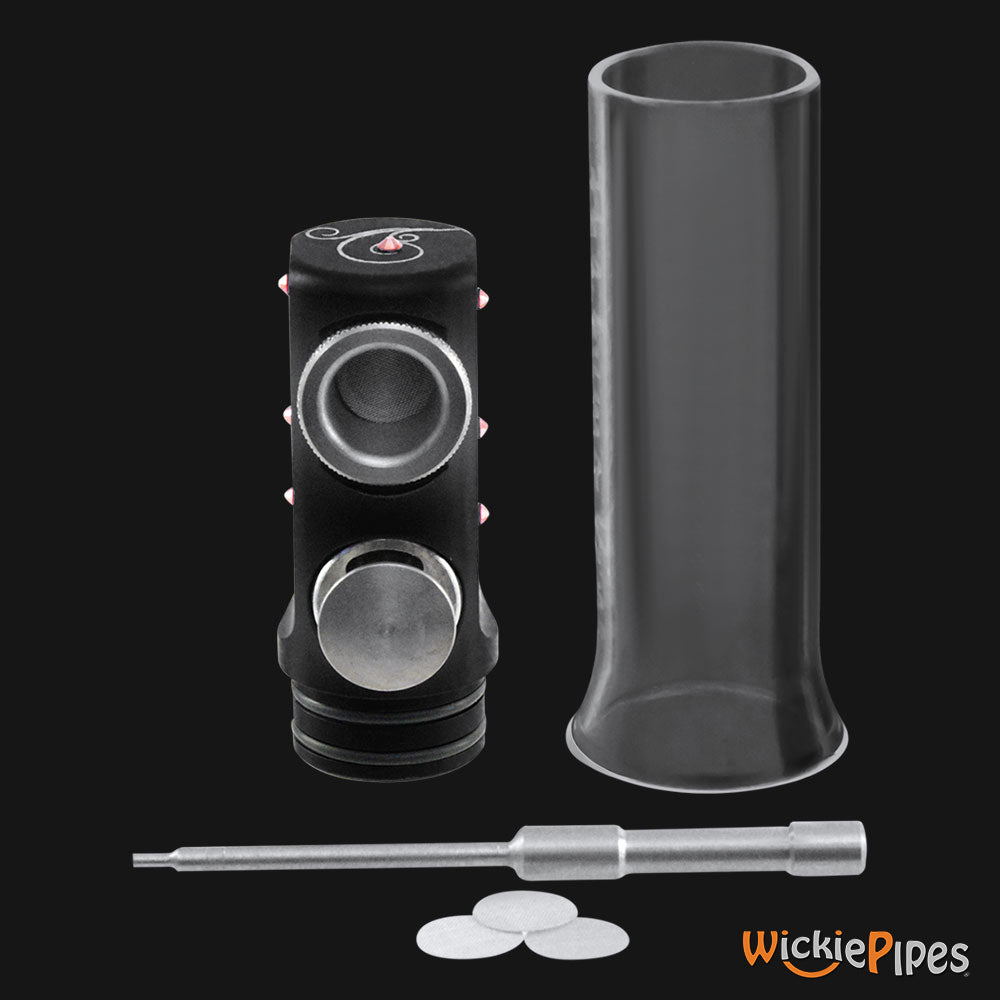 Fumo Pipe Bling Swirl Black mouthpiece off screens and poker.