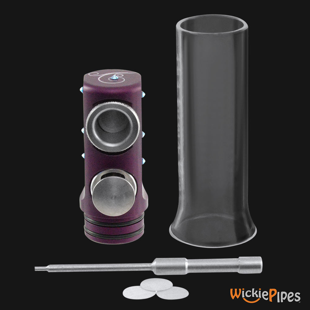 Fumo Pipe Bling Swirl Purple mouthpiece off screens and poker.
