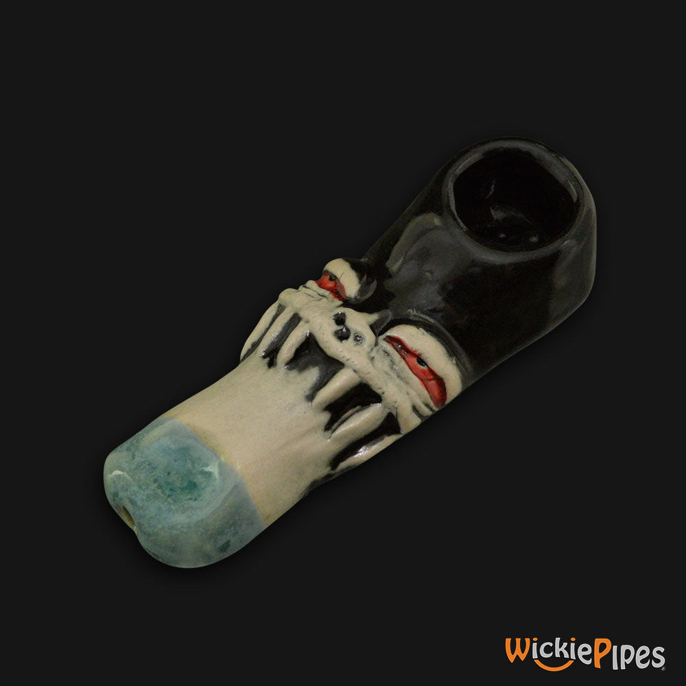 JM Ceramics 6 Tooth Grin Ceramic Hand Pipe mouthpiece.