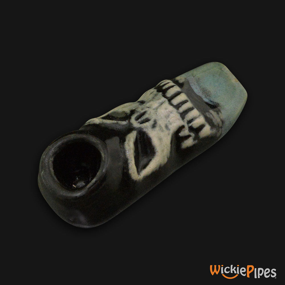 JM Ceramics Baby Skull Ceramic Hand Pipe side.