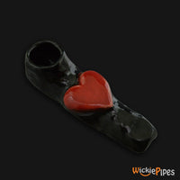 Thumbnail for JM Ceramics Black RED HEART Ceramic Hand Pipe.