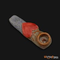 Thumbnail for JM Ceramics Brown Speckled RED HEART Ceramic Hand Pipe bowl.