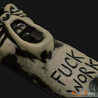 Thumbnail for JM Ceramics Fuck Work Ceramic Hand Pipe detailed.