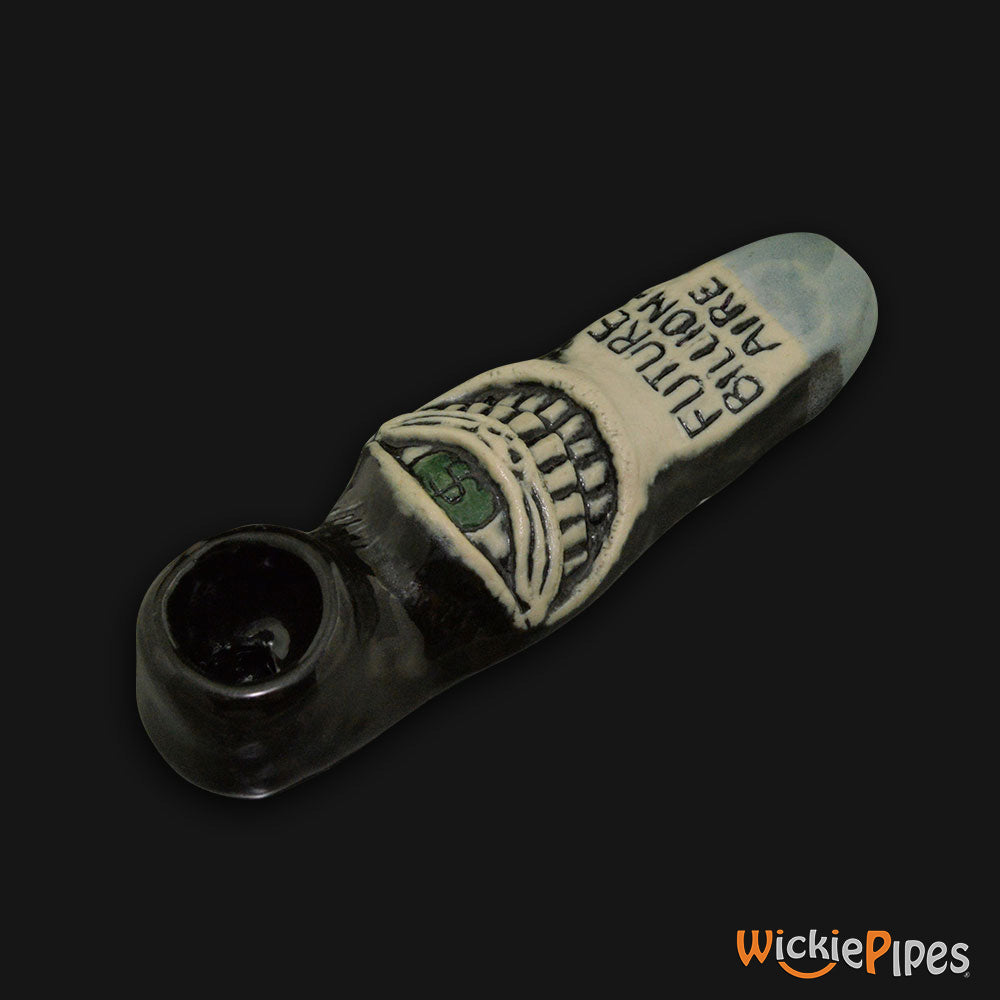 JM Ceramics Future Billionaire Ceramic Hand Pipe side.