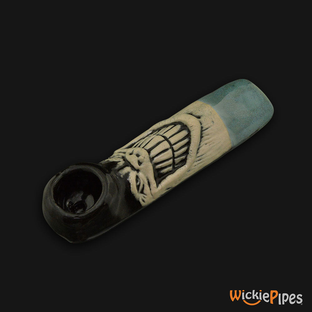 JM Ceramics Grinner Ceramic Hand Pipe side.