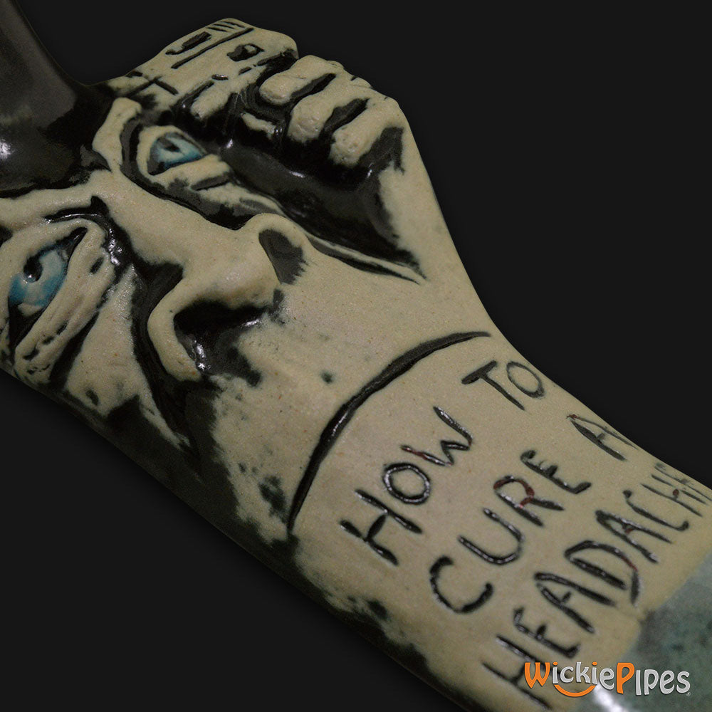 JM Ceramics How To Cure A Headache Ceramic Hand Pipe detailed.