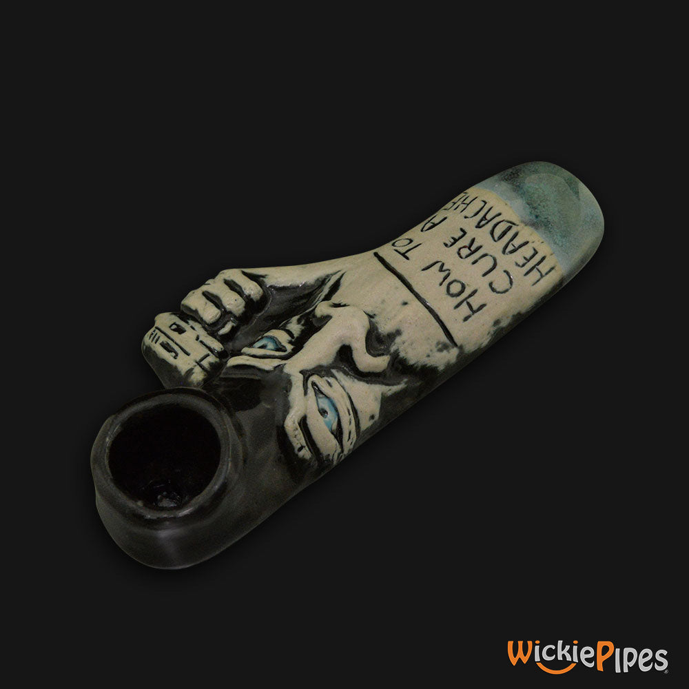 JM Ceramics How To Cure A Headache Ceramic Hand Pipe side.