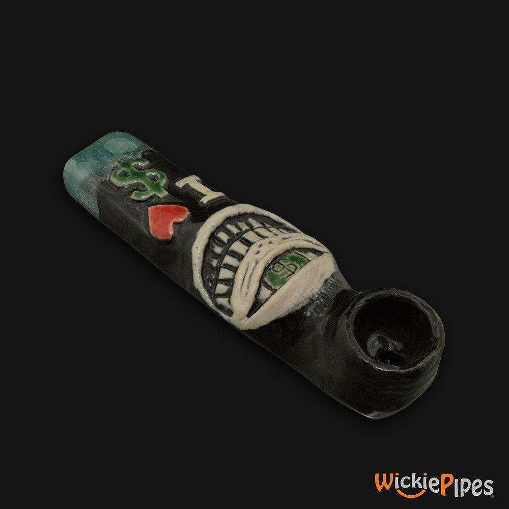 JM Ceramics I Love Money Ceramic Hand Pipe bowl.