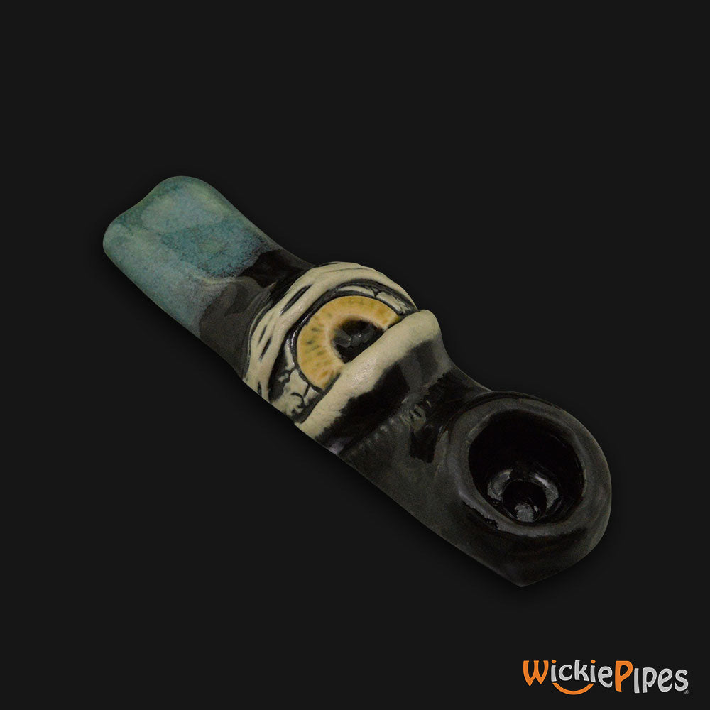 JM Ceramics Large Eye Ceramic Hand Pipe Yellow bowl.