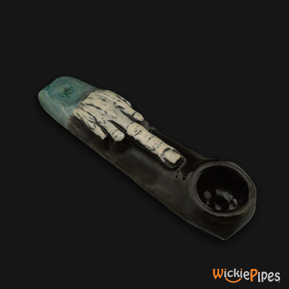 JM Ceramics Large Middle Finger Ceramic Hand Pipe bowl.