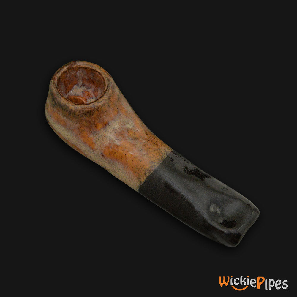 JM Ceramics Medium Plain Brown Black Ceramic Hand Pipe.