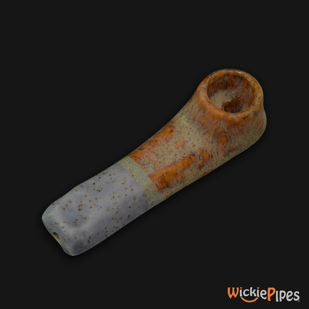 JM Ceramics Medium Plain Brown Speckled Ceramic Hand Pipe mouthpiece.