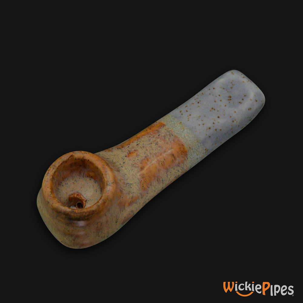 JM Ceramics Medium Plain Brown Speckled Ceramic Hand Pipe side.