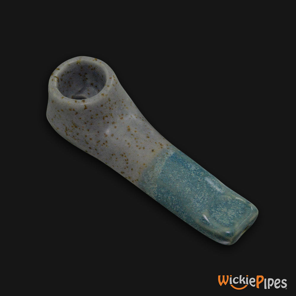 JM Ceramics Medium Plain Speckled Turquoise Ceramic Hand Pipe.