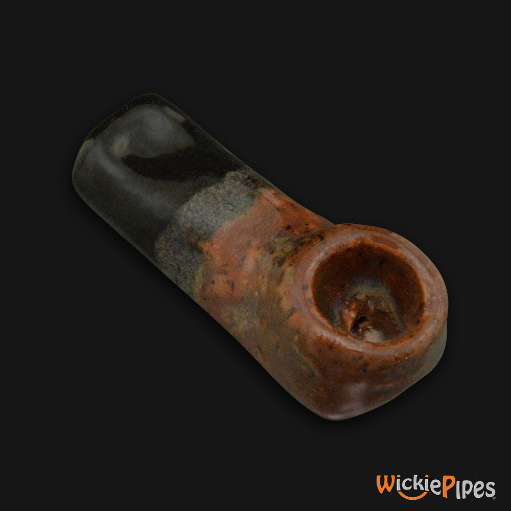 JM Ceramics Mini Plain Brown Black Ceramic Hand Pipe bowl.