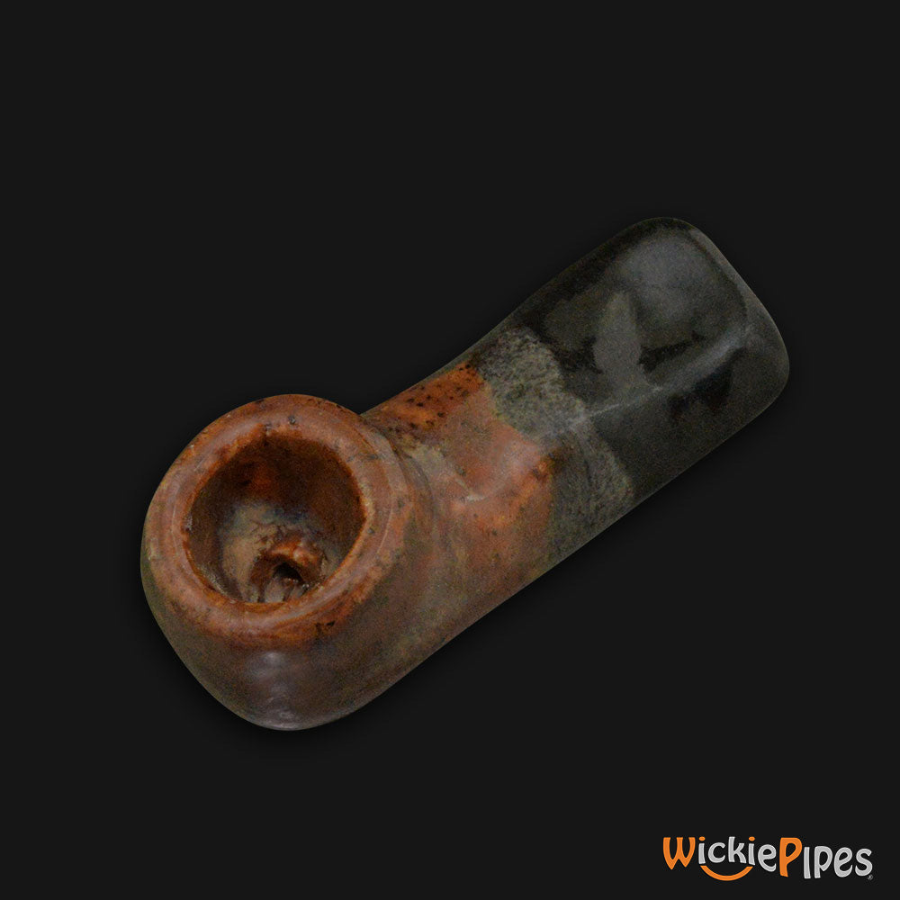 JM Ceramics Mini Plain Brown Black Ceramic Hand Pipe side.