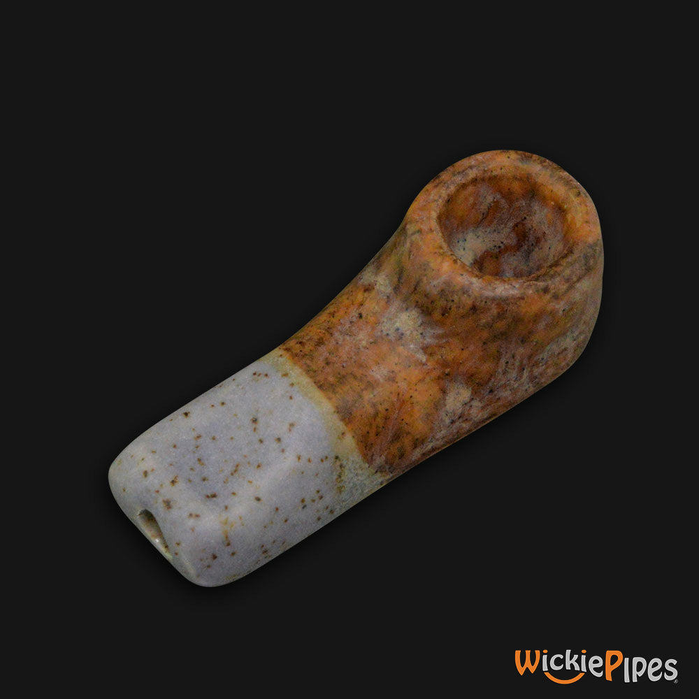 JM Ceramics Mini Plain Brown Speckled Ceramic Hand Pipe mouthpiece.