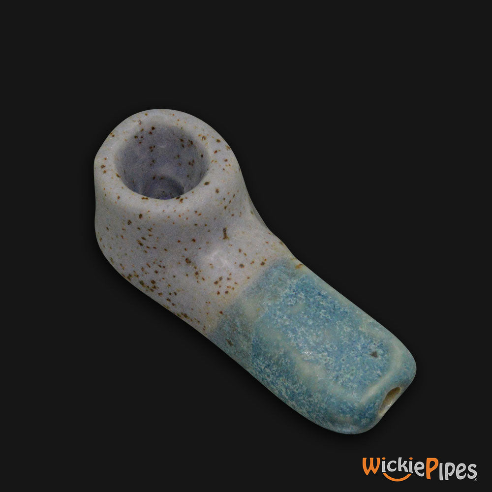 JM Ceramics Mini Plain Speckled Turquoise Ceramic Hand Pipe.