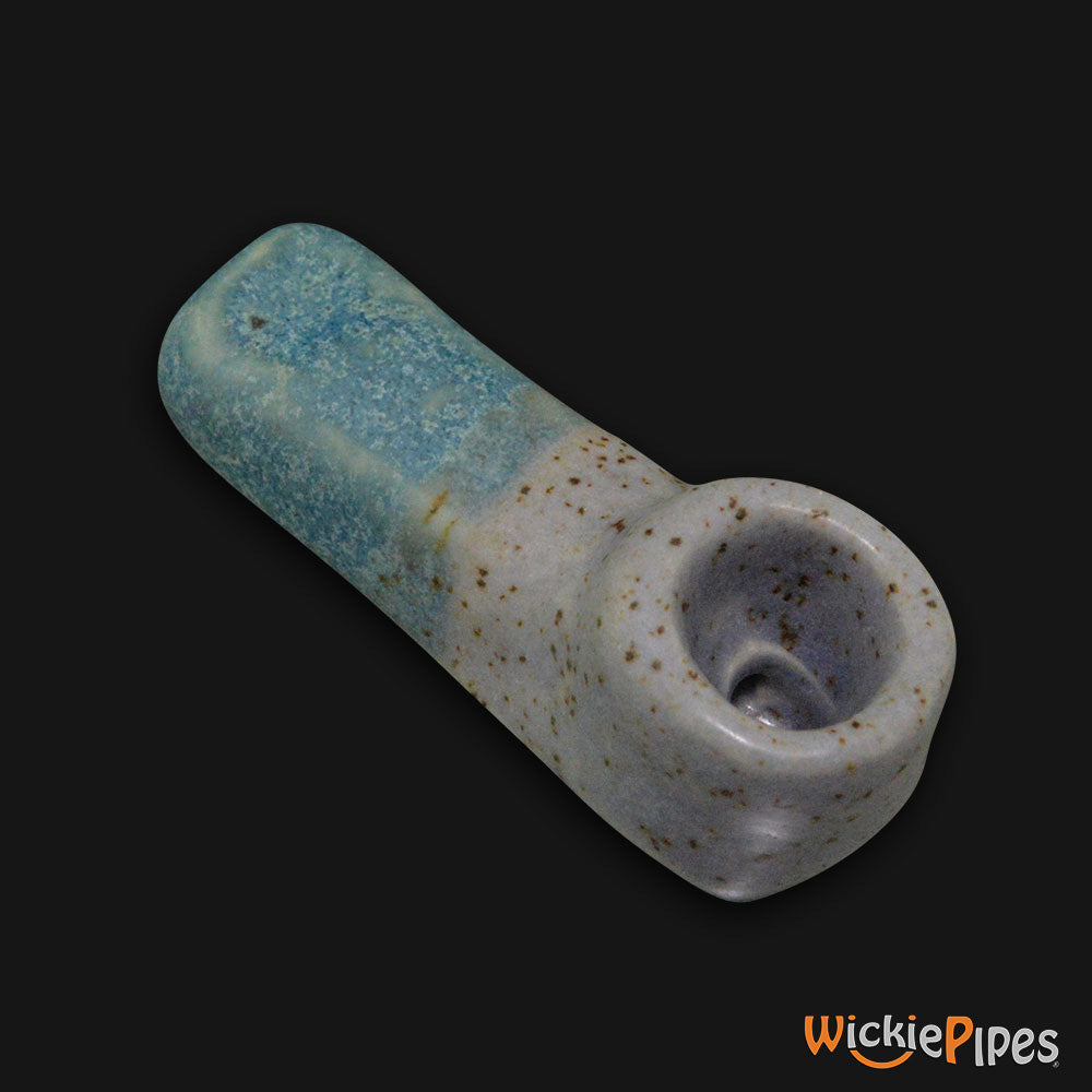 JM Ceramics Mini Plain Speckled Turquoise Ceramic Hand Pipe bowl.