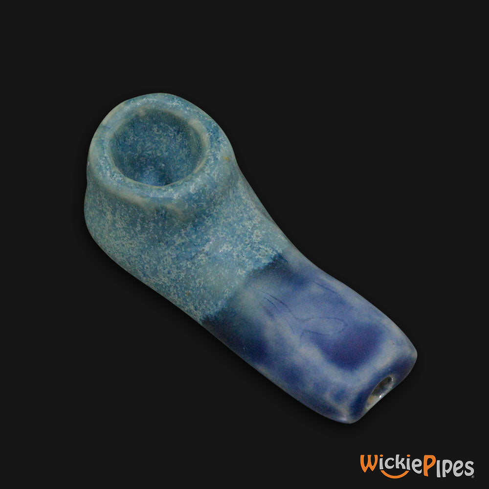 JM Ceramics Mini Plain Turquoise Royal Blue Ceramic Hand Pipe.