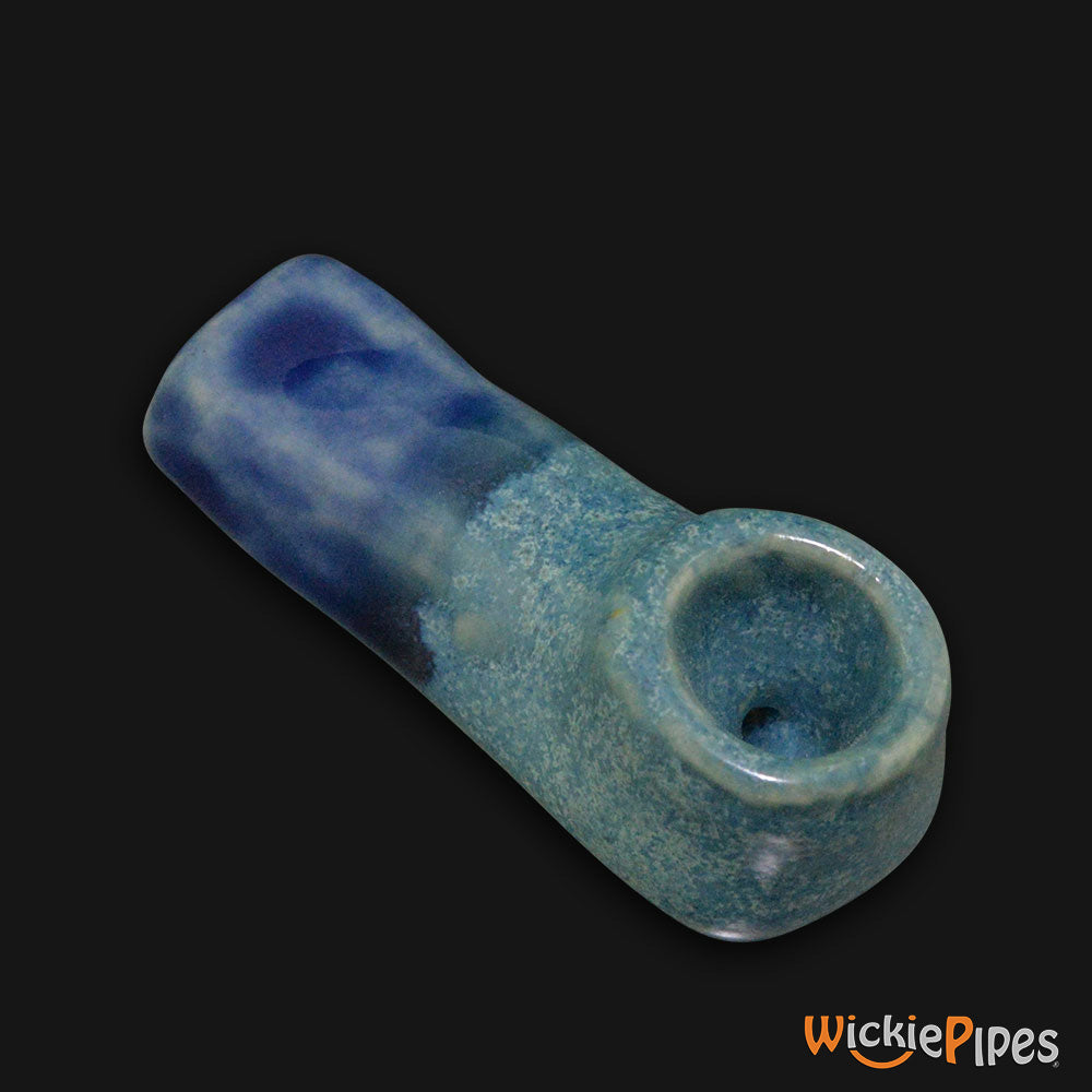 JM Ceramics Mini Plain Turquoise Royal Blue Ceramic Hand Pipe bowl.