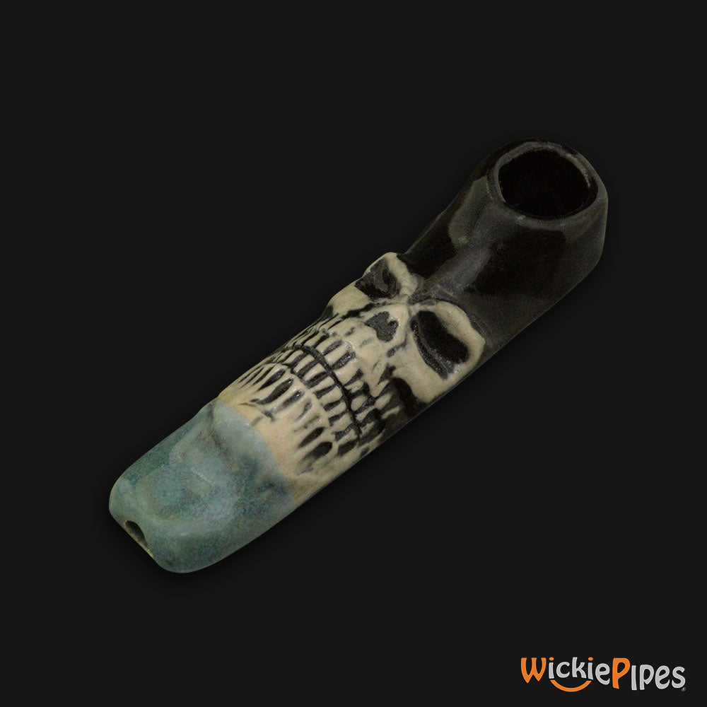 JM Ceramics Mini Skull Ceramic Hand Pipe mouthpiece.