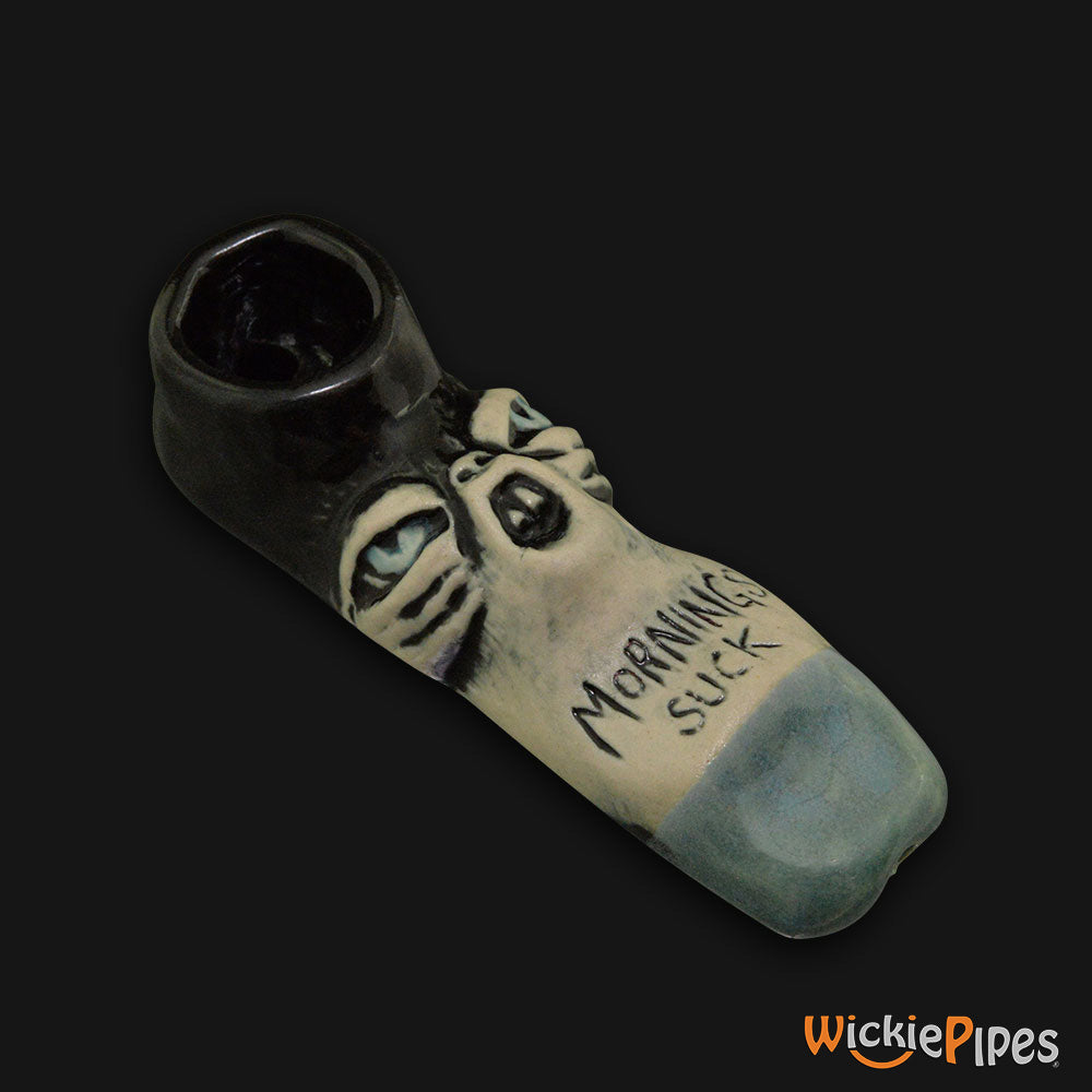 JM Ceramics Mornings Suck Ceramic Hand Pipe.