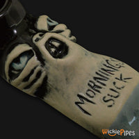 Thumbnail for JM Ceramics Mornings Suck Ceramic Hand Pipe detailed.