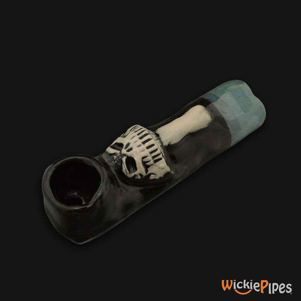 JM Ceramics Mushroom Skull Ceramic Hand Pipe side.