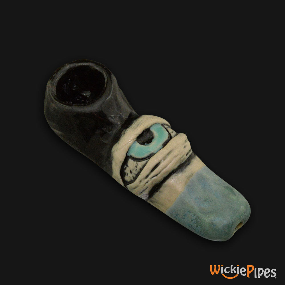 JM Ceramics Small Eye Ceramic Hand Pipe Blue.