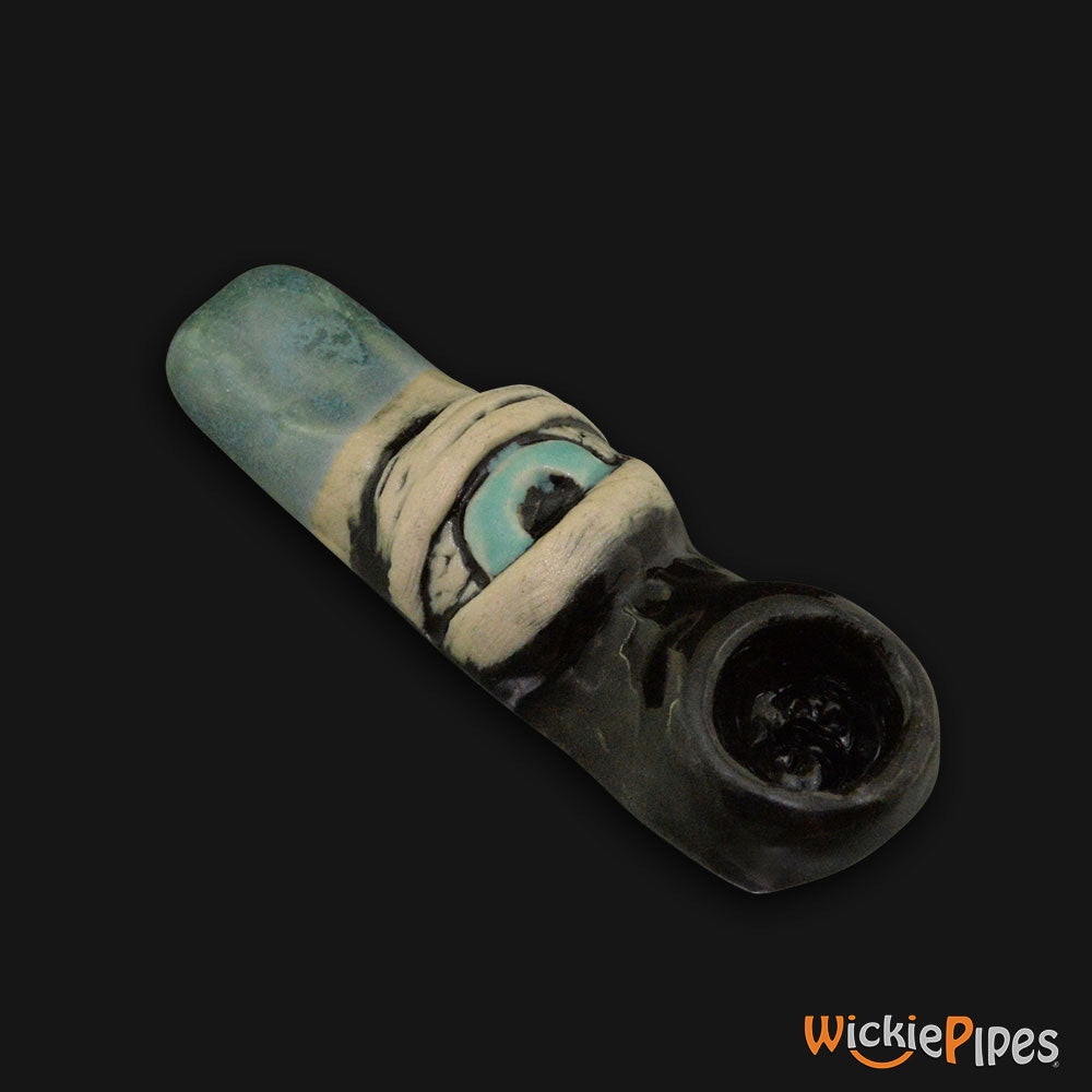 JM Ceramics Small Eye Ceramic Hand Pipe Blue bowl.