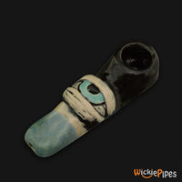Thumbnail for JM Ceramics Small Eye Ceramic Hand Pipe Blue mouthpiece.
