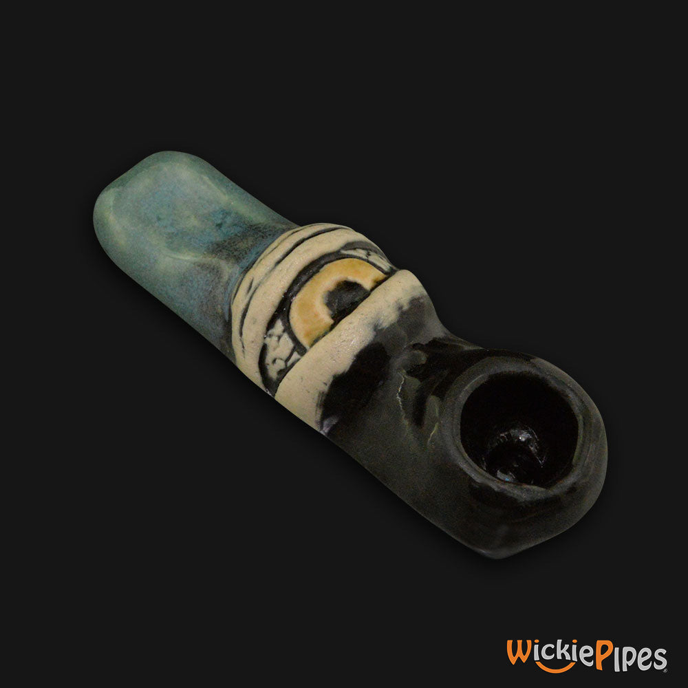 JM Ceramics Small Eye Ceramic Hand Pipe Yellow bowl.