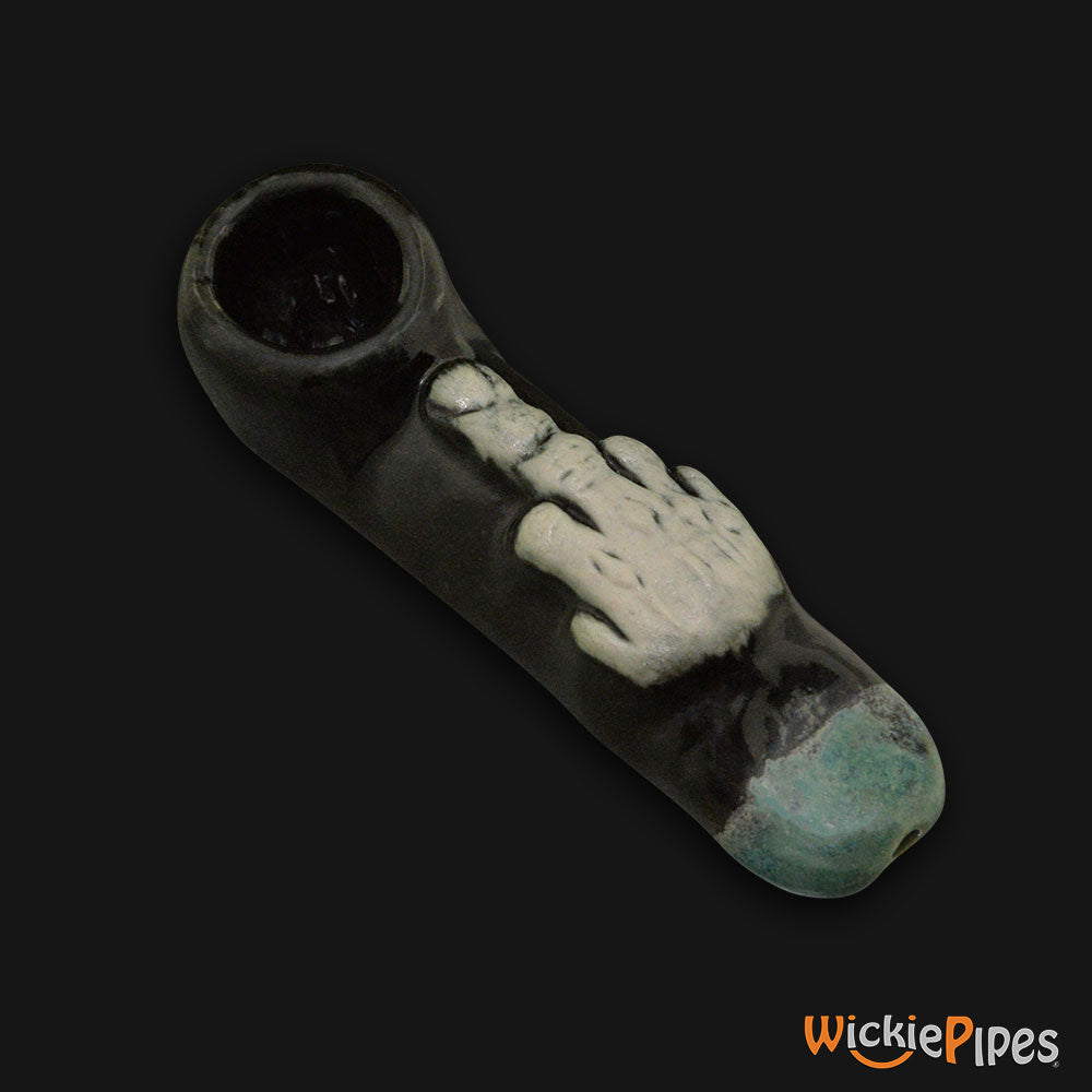 JM Ceramics Small Middle Finger Ceramic Hand Pipe.