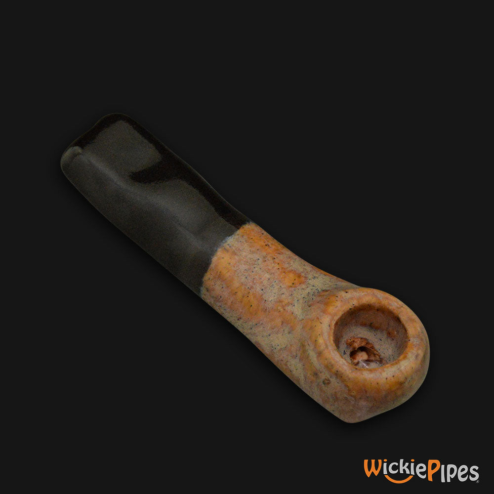 JM Ceramics Small Plain Brown Black Ceramic Hand Pipe bowl.